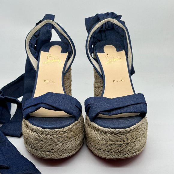 Christian Louboutin MARIZA DU DESERT Platform Heels Espadrille Sandal Shoes - Picture 7 of 13